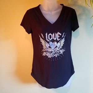 Womens No Boundaries V Neck Short Sleeve Shirt